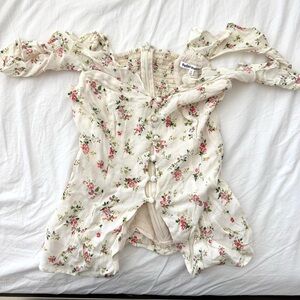 Reformation Cream Floral Button-Front Dress